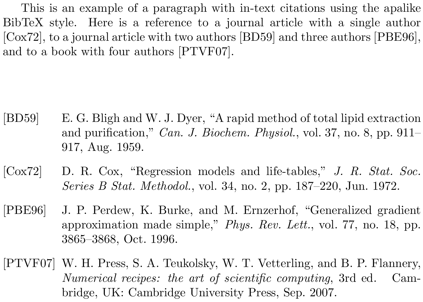 BibTeX IEEEtranSA bibliography style example with in-text references and bibliography